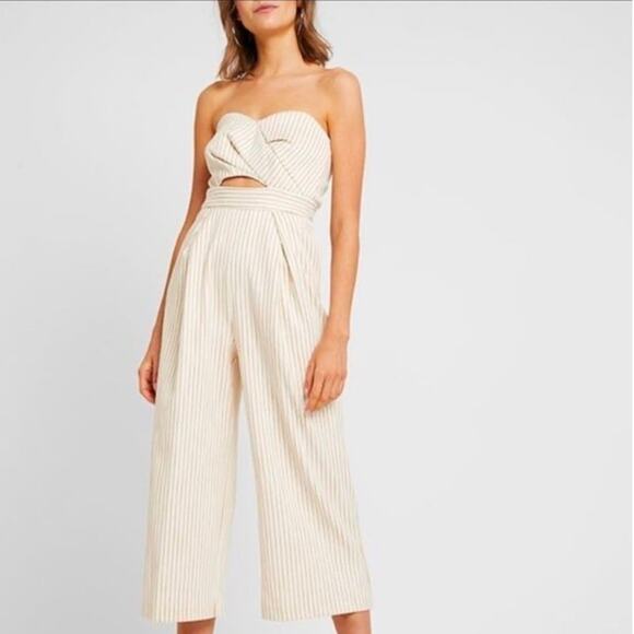 Topshop Twist Bandeau Jumpsuit in Natural Size 10 - Picture 2 of 6